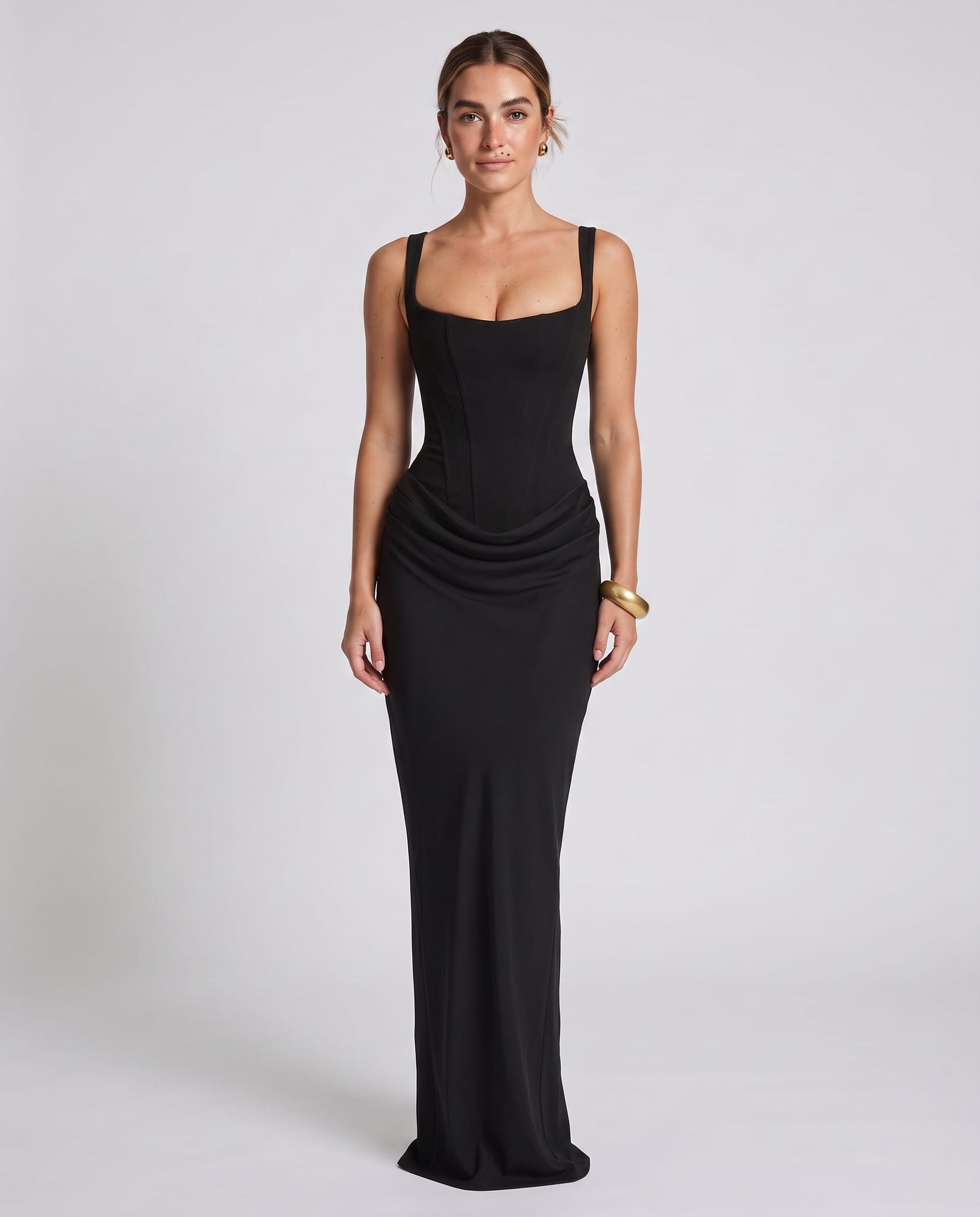 Vienna Maxi Dress – Black | Corset Bodice Formal Maxi Gown