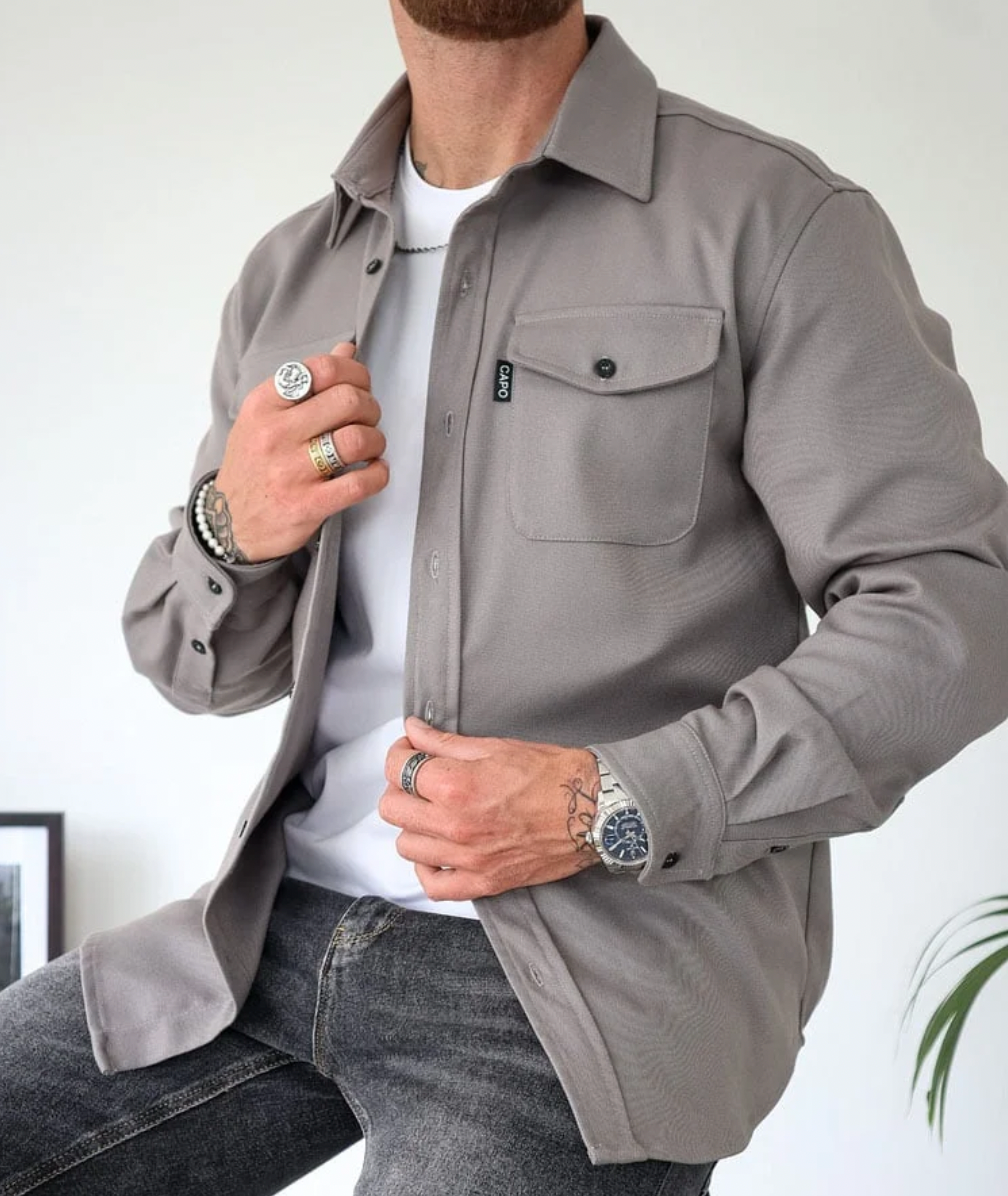Men's Shirt Jacket with Chest Pockets