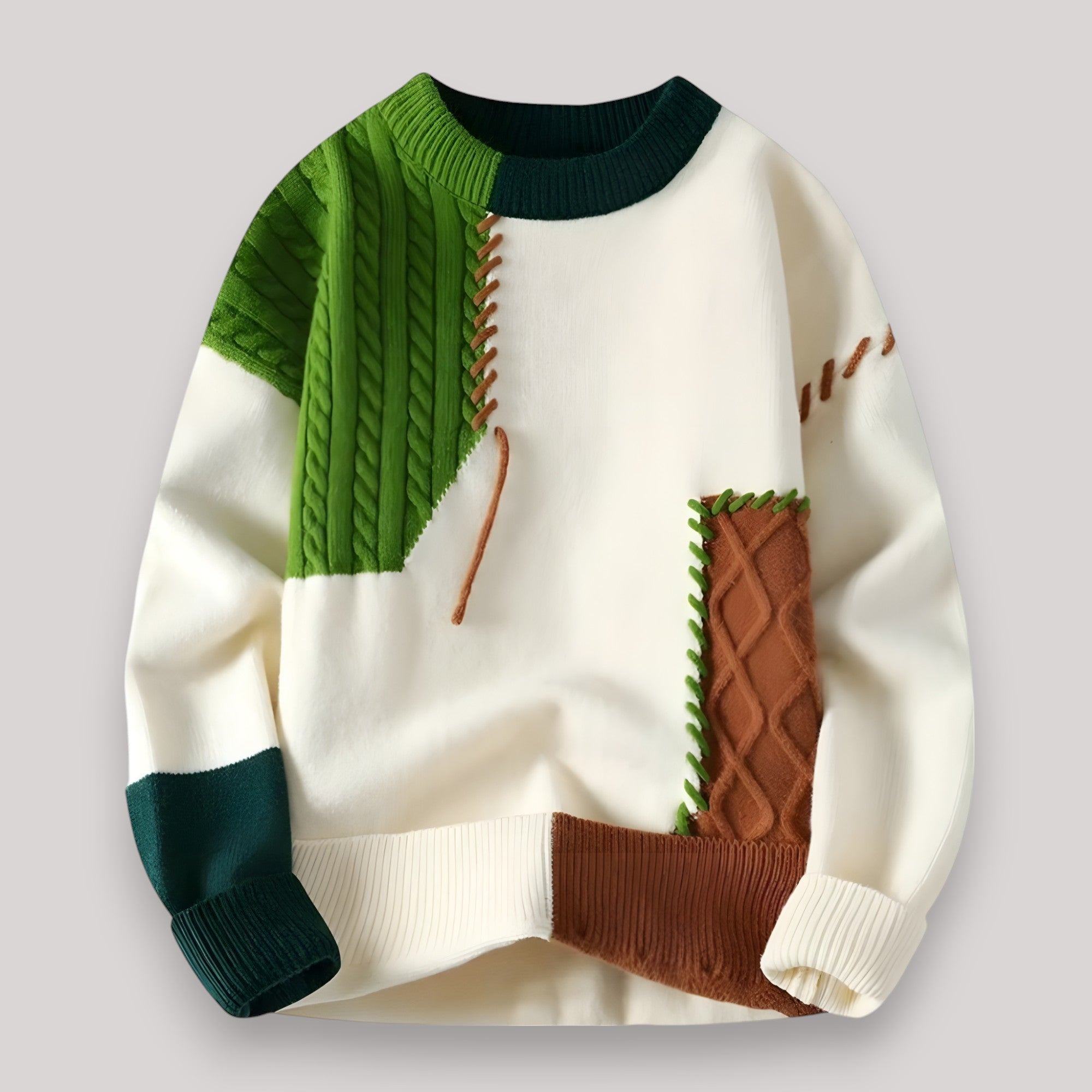 Men's Color Block Patchwork Knit Sweater
