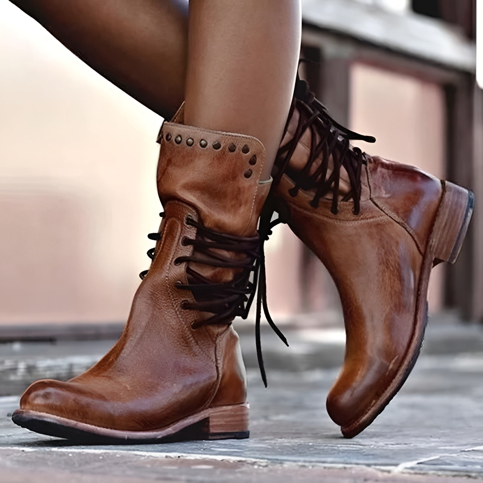 Women's Leather Lace-Up Ankle Boots