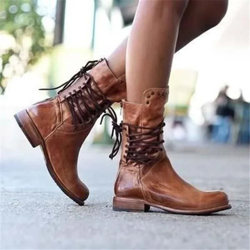 Women's Leather Lace-Up Ankle Boots