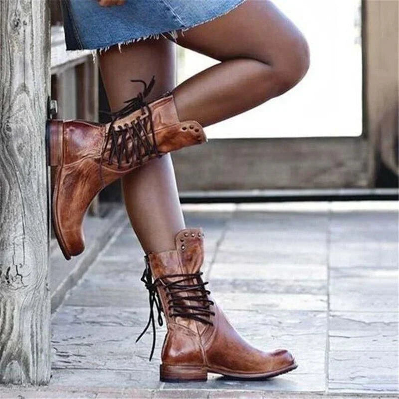 Women's Leather Lace-Up Ankle Boots