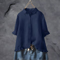Women's Ruffle Trim Blouse – Navy