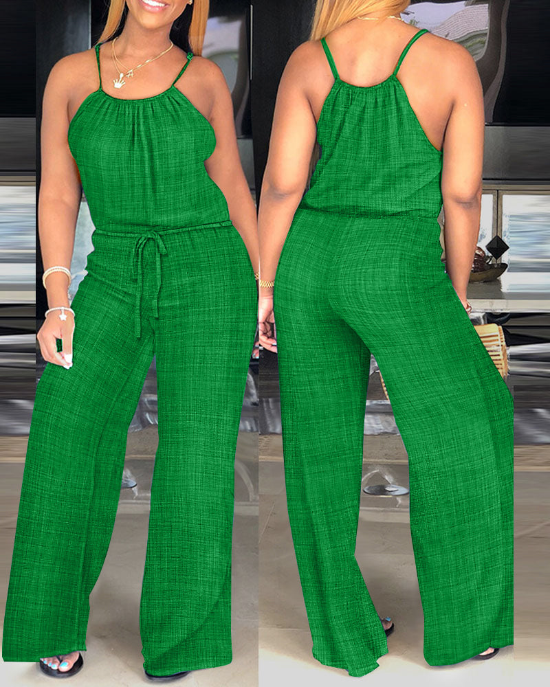 Women's Spaghetti Strap Drawstring Jumpsuit