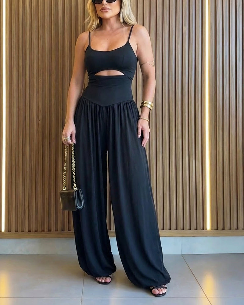 Women's Cut-Out Waist Cami Jumpsuit