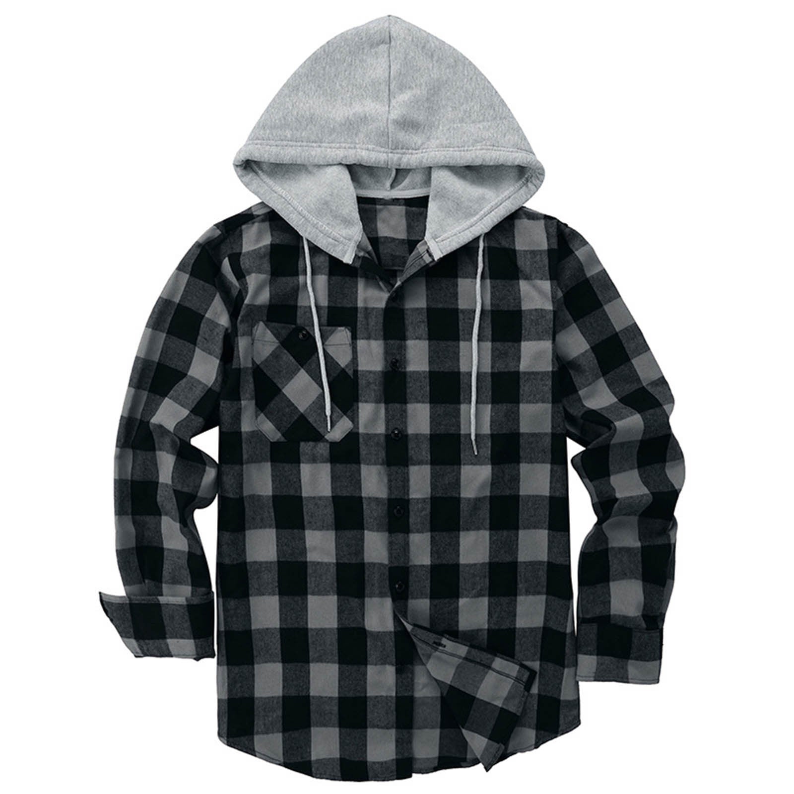 Casual Hooded Check Shirt – Blue