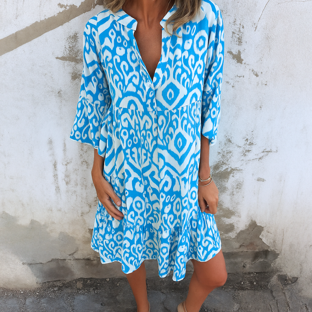 Elegant V-Neck Dress – Pink