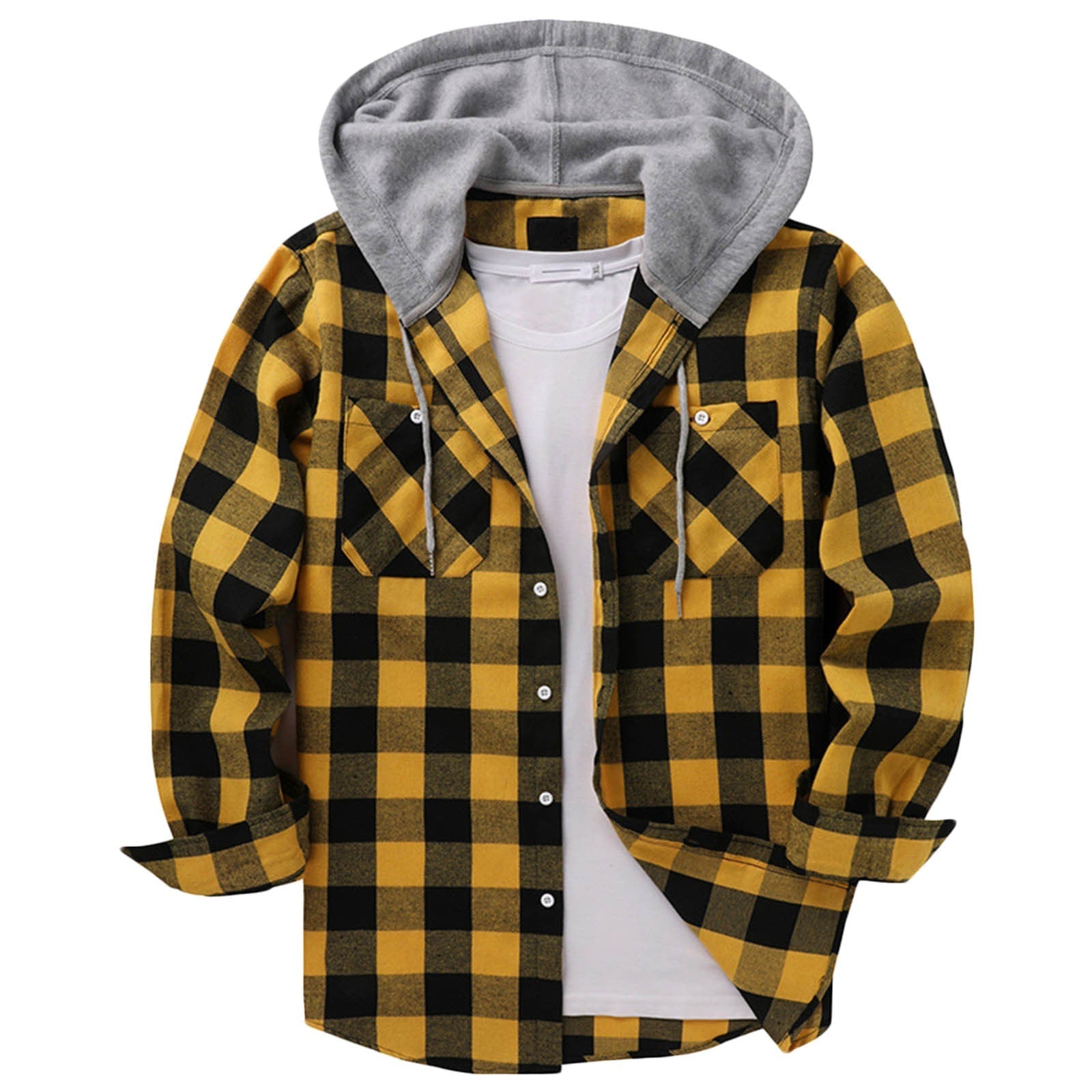 Casual Hooded Check Shirt – Blue