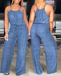 Women's Spaghetti Strap Drawstring Jumpsuit