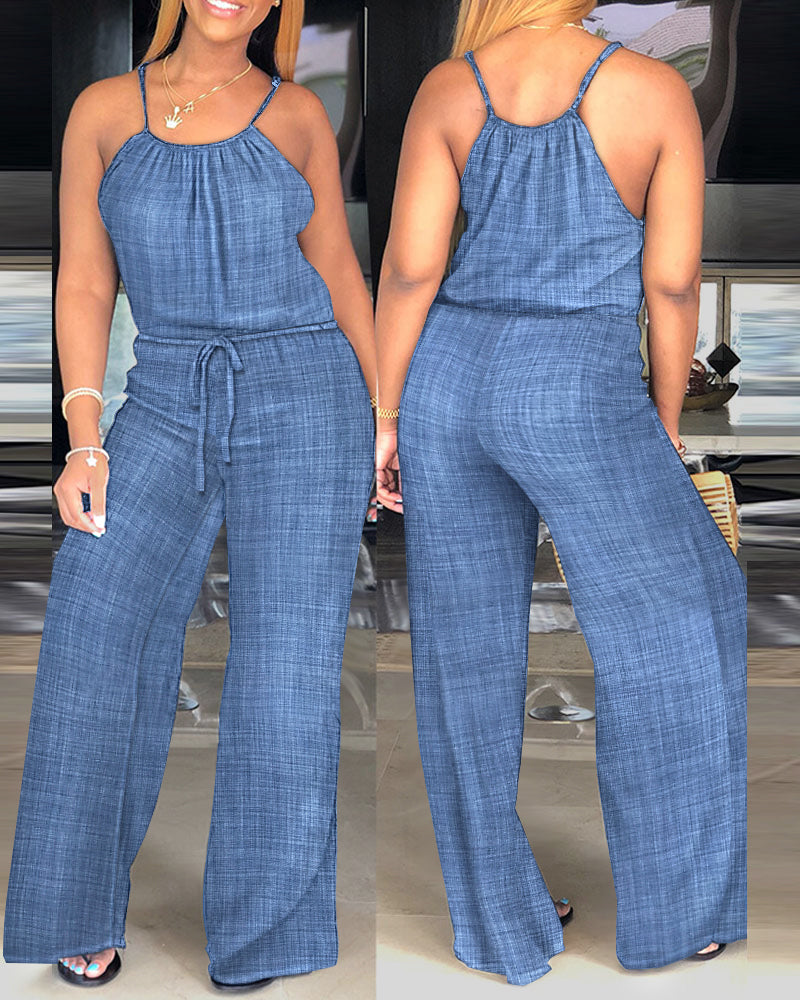 Women's Spaghetti Strap Drawstring Jumpsuit