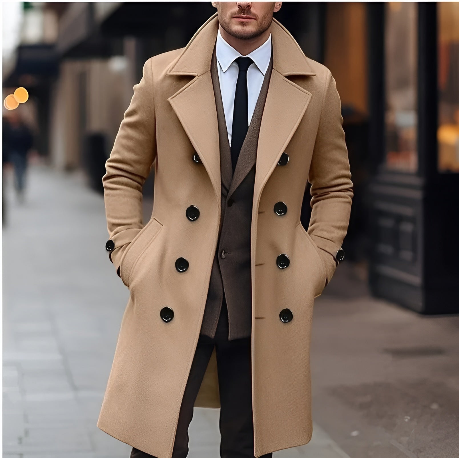 Men's Double-Breasted Cashmere Coat