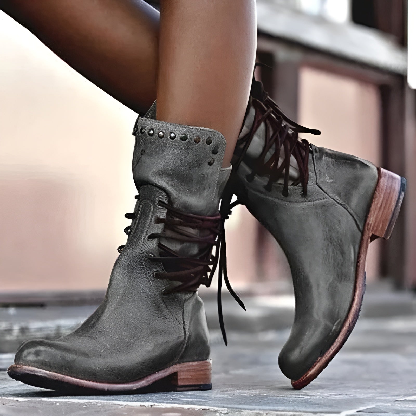 Women's Leather Lace-Up Ankle Boots