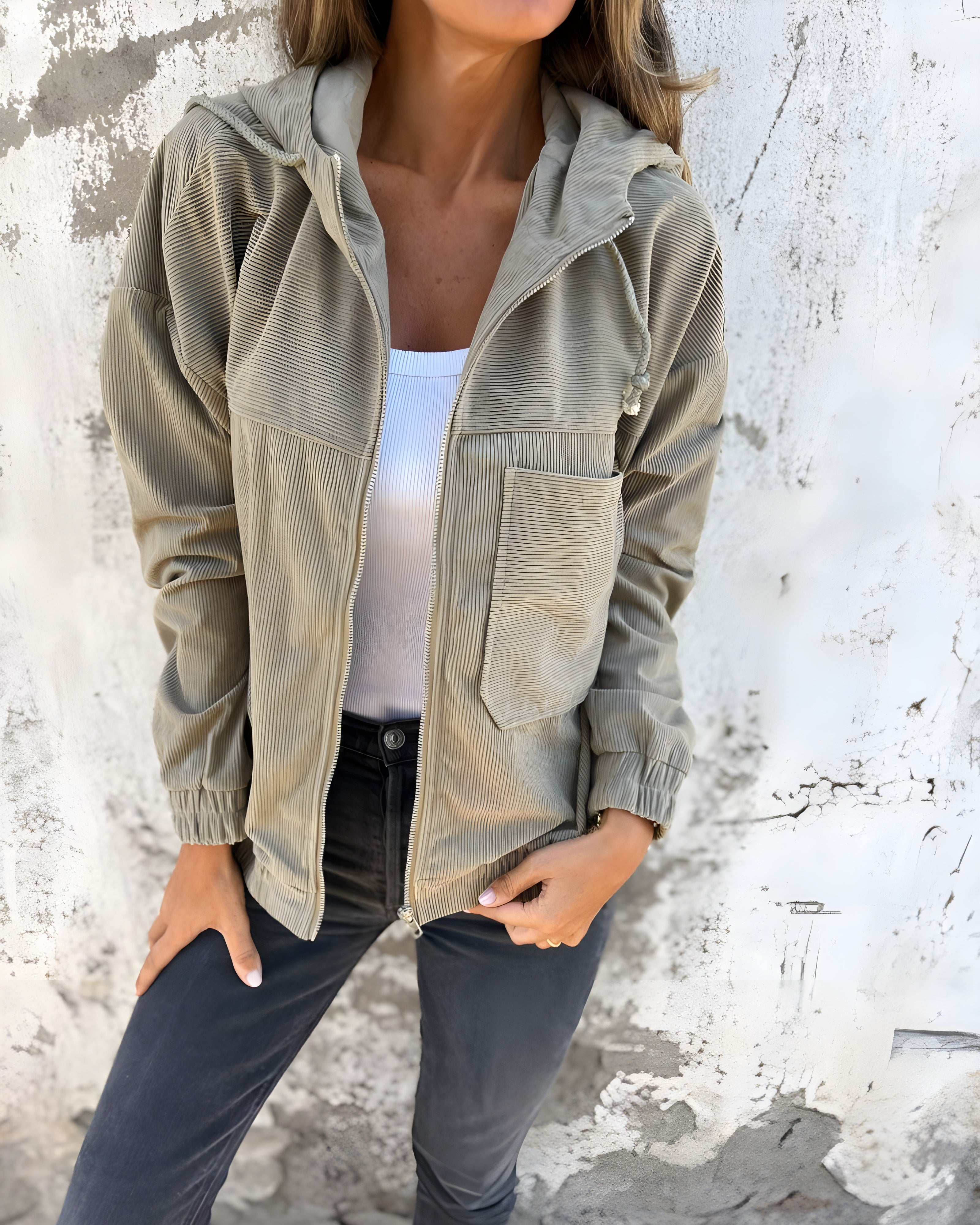 Women's Corduroy Hooded Jacket