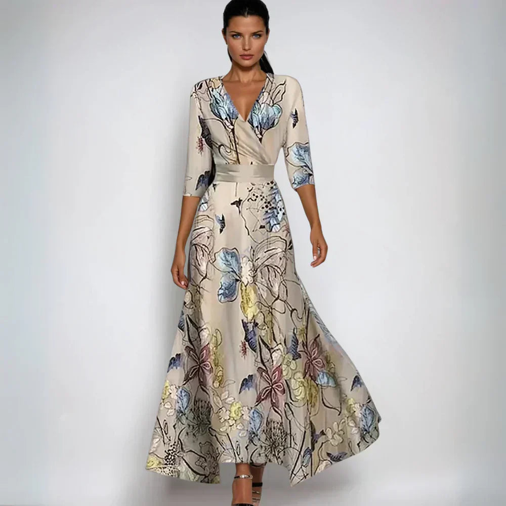 Women's Floral Maxi Dress – Sand