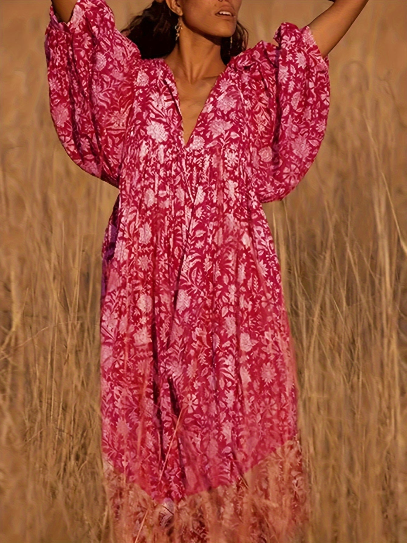 Floral V-Neck Midi Dress