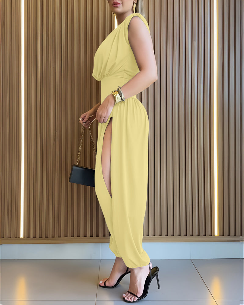 Women's Ruched Overall Jumpsuit