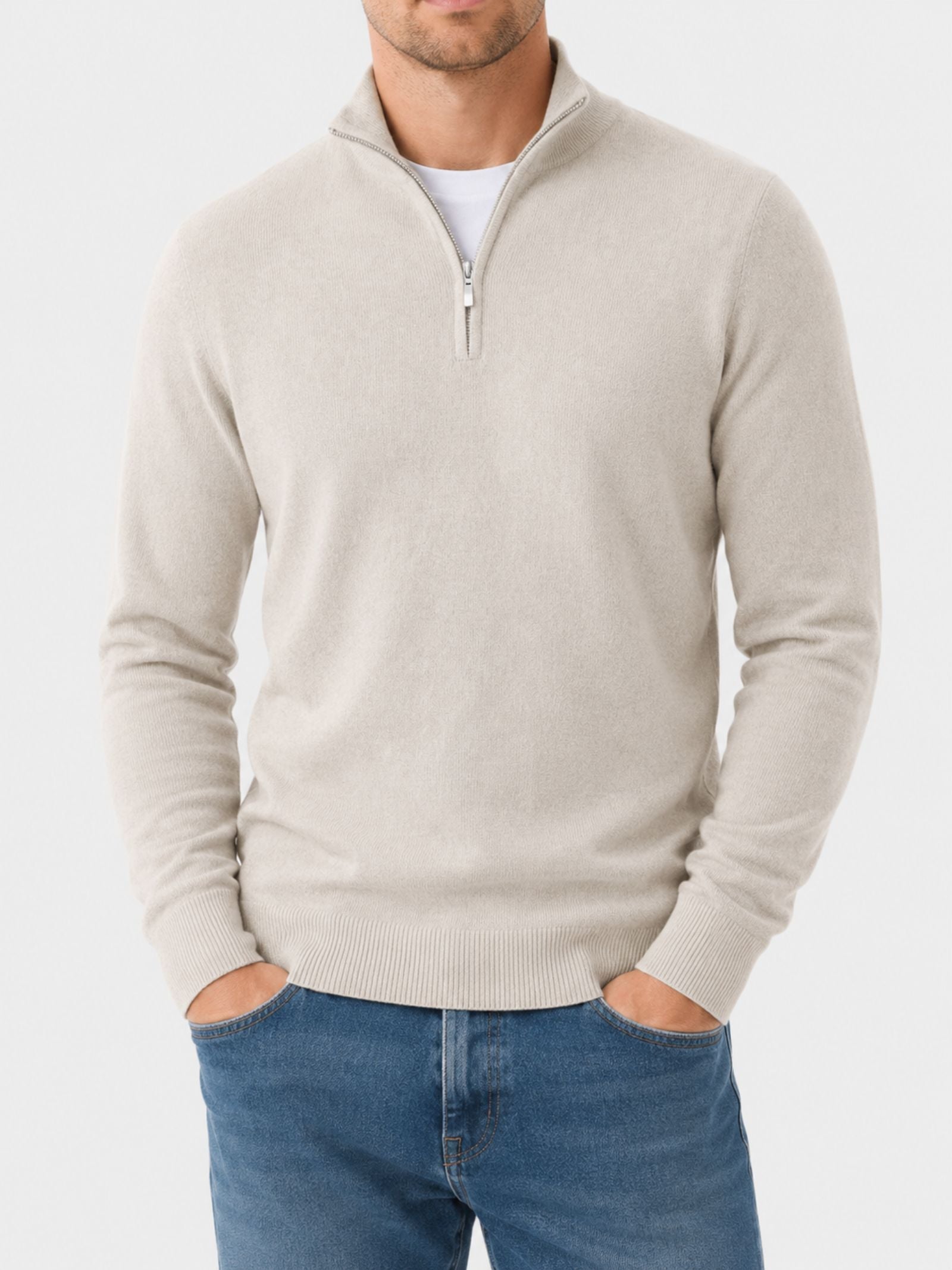 Men's Merino V-Neck Zip Sweater