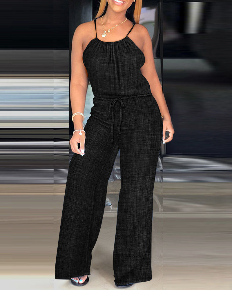 Women's Spaghetti Strap Drawstring Jumpsuit