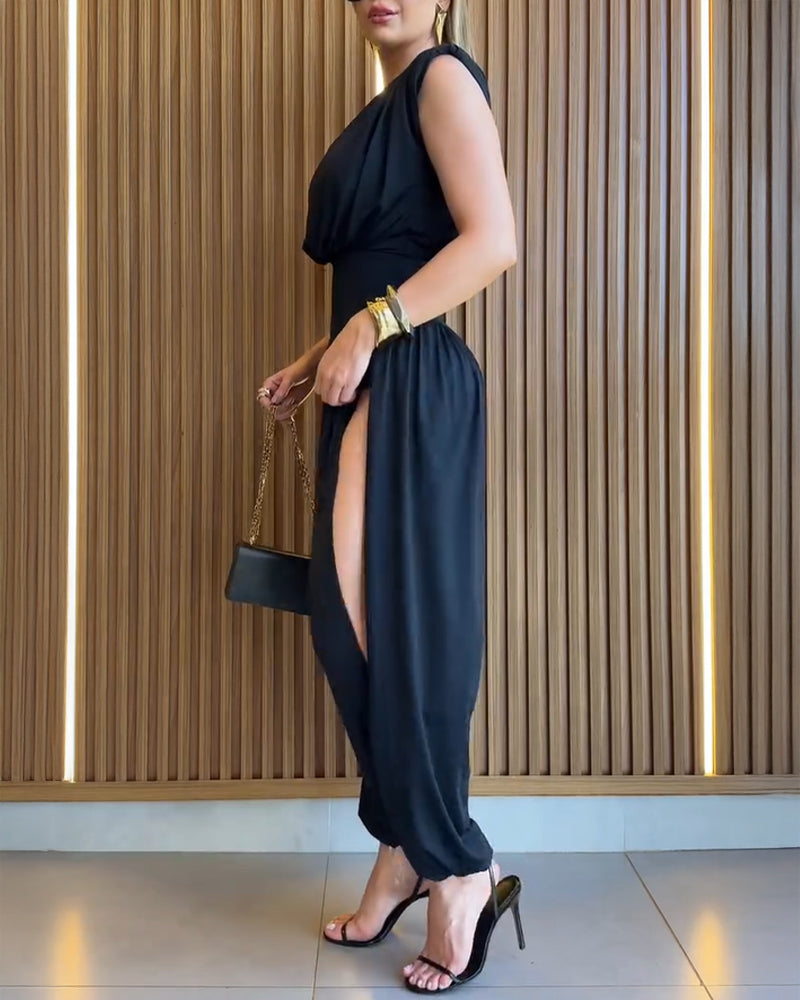 Women's Ruched Overall Jumpsuit