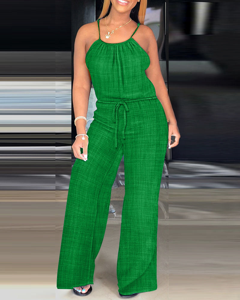 Women's Spaghetti Strap Drawstring Jumpsuit