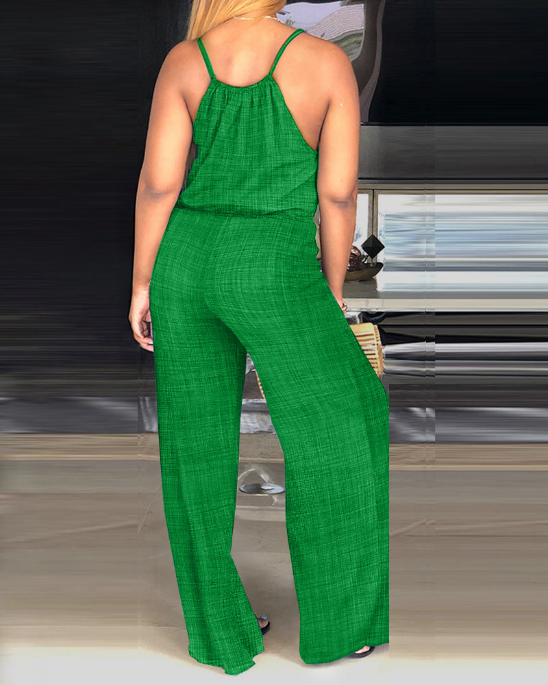 Women's Spaghetti Strap Drawstring Jumpsuit
