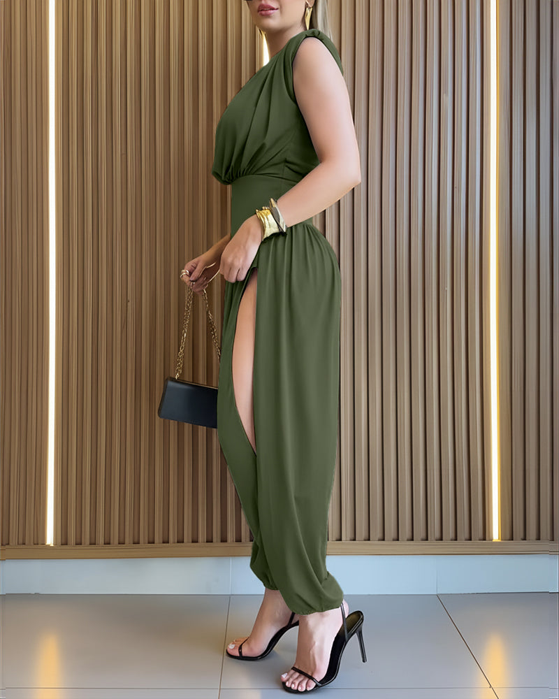 Women's Ruched Overall Jumpsuit