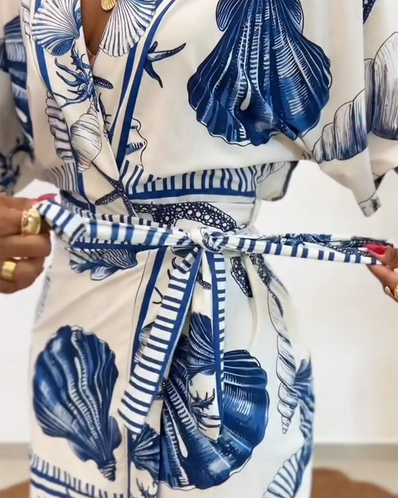 Women's Seashell Print Wrap Romper