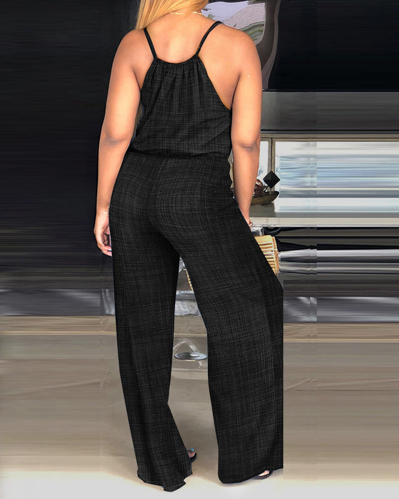 Women's Spaghetti Strap Drawstring Jumpsuit
