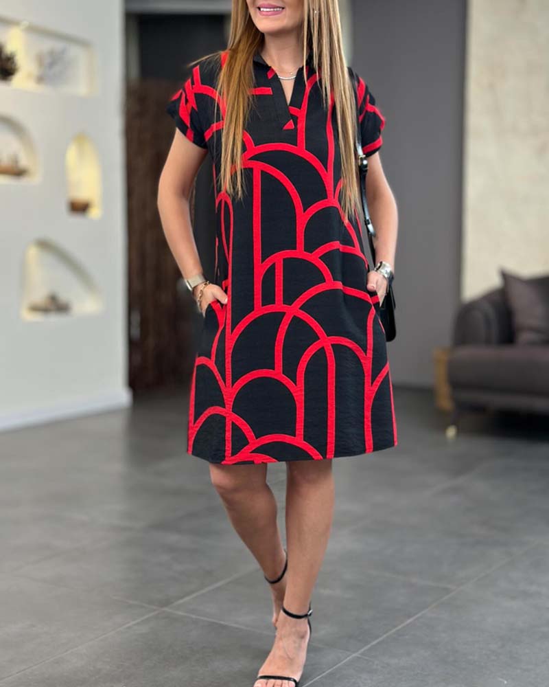 Women's Midi Dress with Short Sleeves