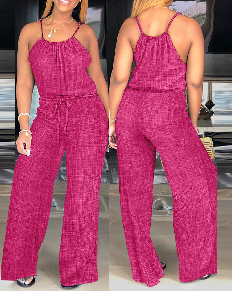 Women's Spaghetti Strap Drawstring Jumpsuit