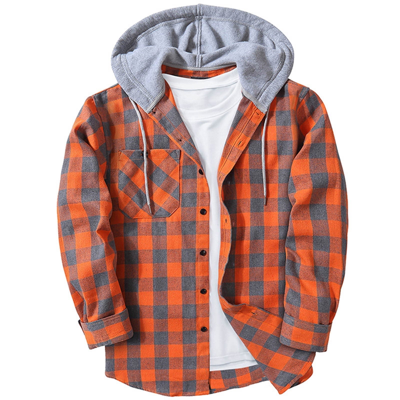 Casual Hooded Check Shirt – Blue