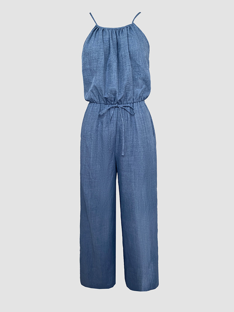 Women's Spaghetti Strap Drawstring Jumpsuit