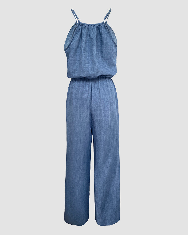 Women's Spaghetti Strap Drawstring Jumpsuit