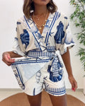 Women's Seashell Print Wrap Romper