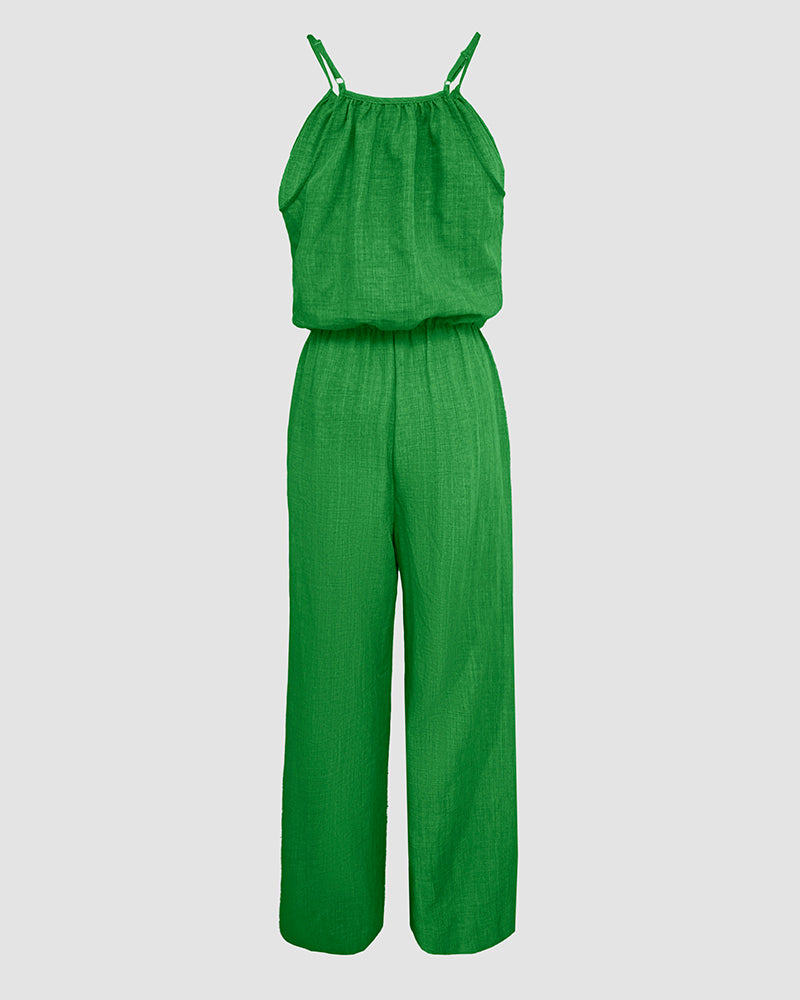 Women's Spaghetti Strap Drawstring Jumpsuit