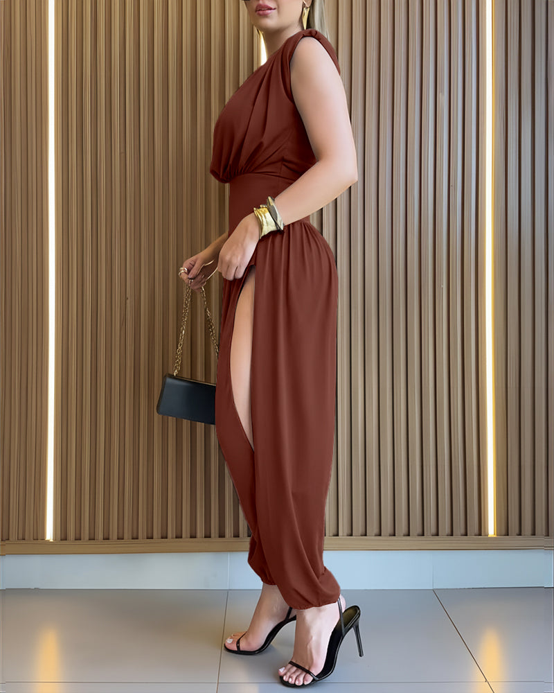 Women's Ruched Overall Jumpsuit