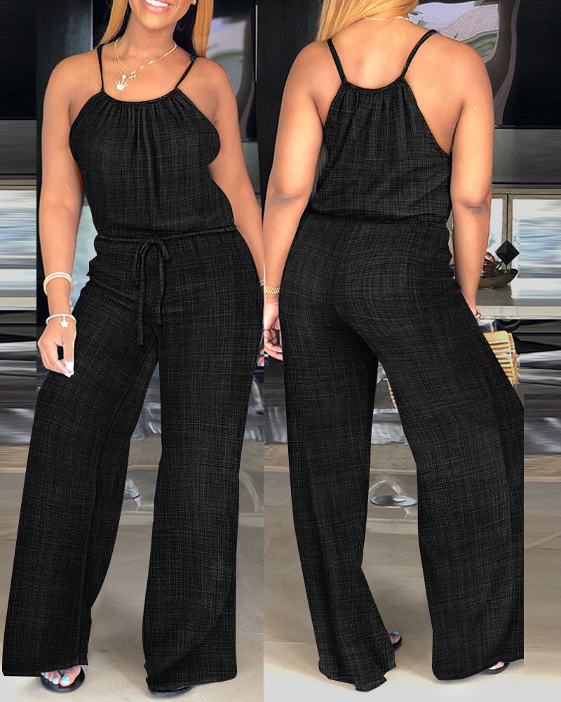Women's Spaghetti Strap Drawstring Jumpsuit