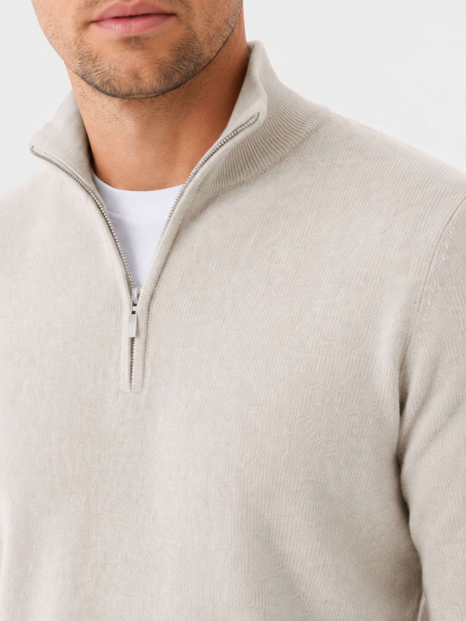 Men's Merino V-Neck Zip Sweater