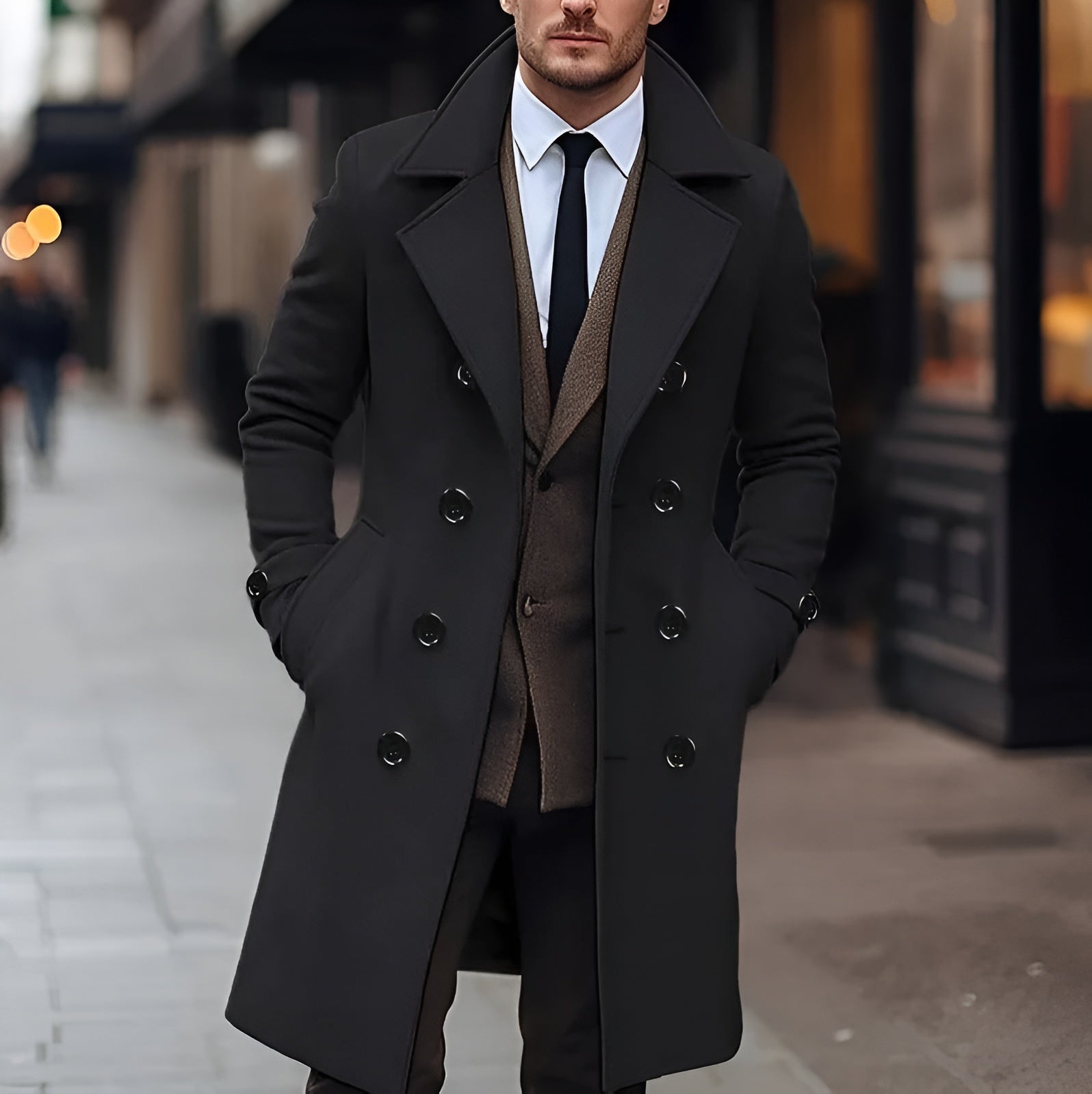 Men's Double-Breasted Cashmere Coat