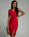 Women's V-Neck Dress with Slit