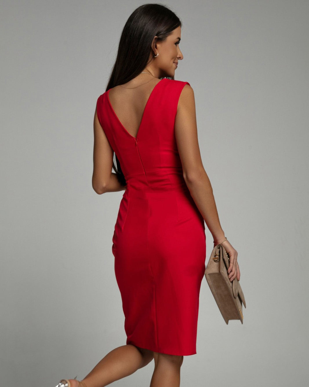 Women's V-Neck Dress with Slit