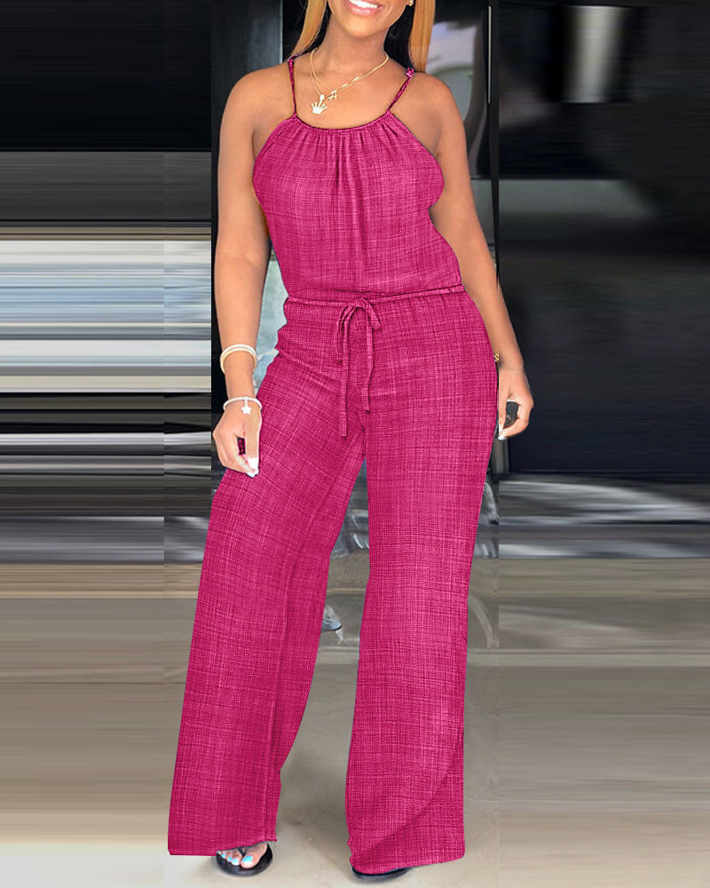 Women's Spaghetti Strap Drawstring Jumpsuit