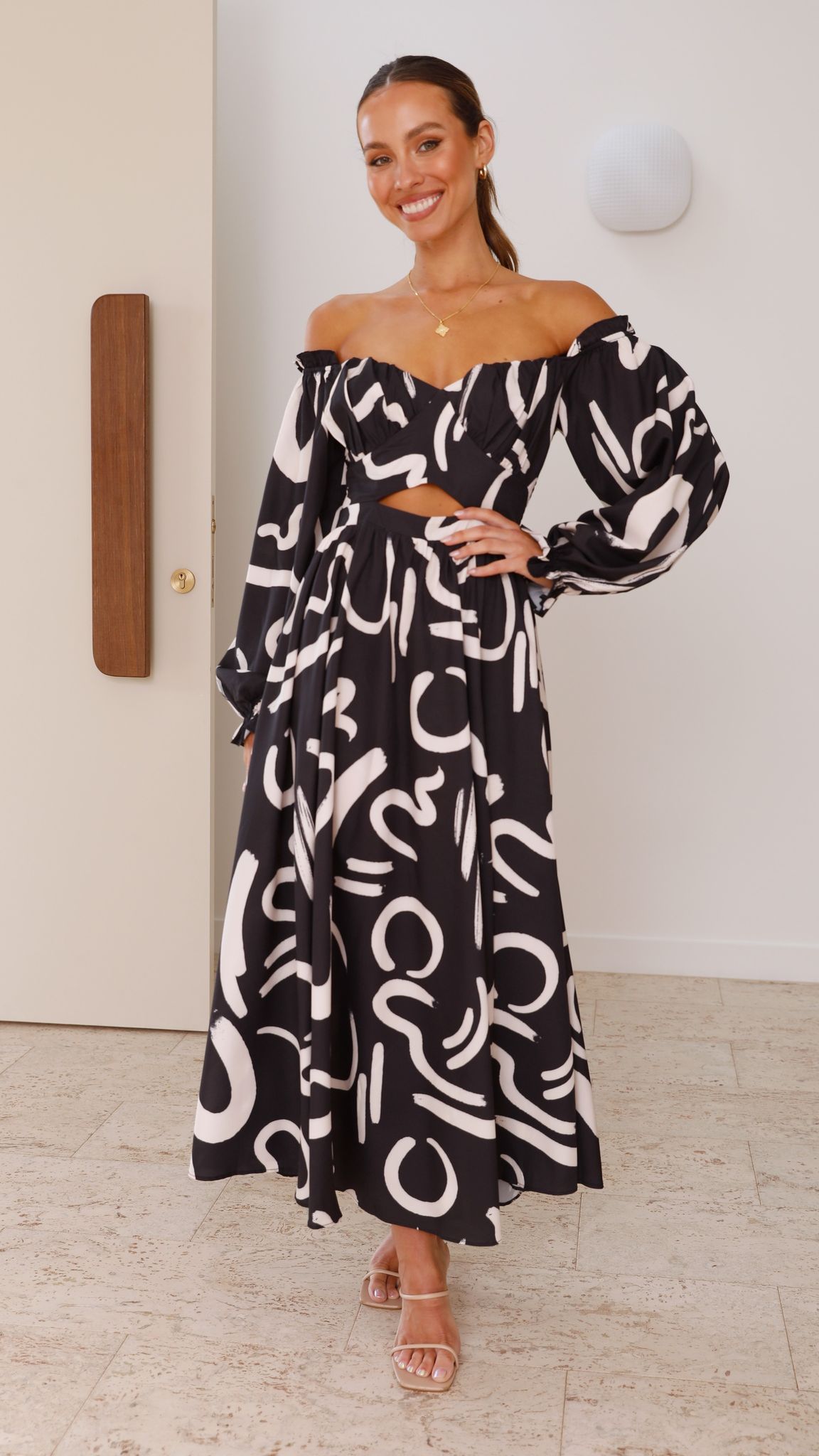 Women's Freya Maxi Dress – Black/Beige