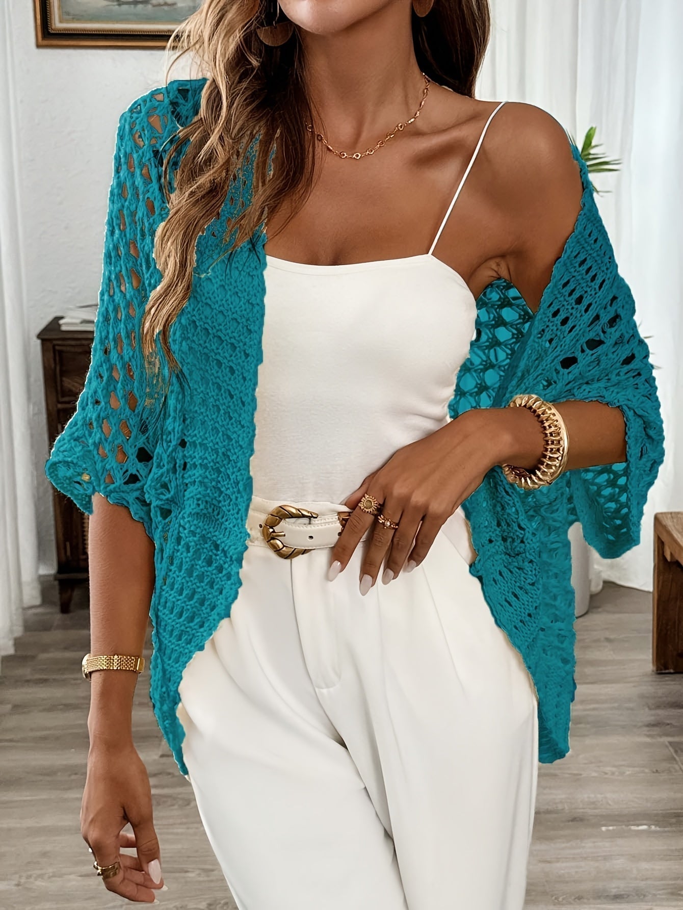 Women's Boho Knit Batwing Cardigan