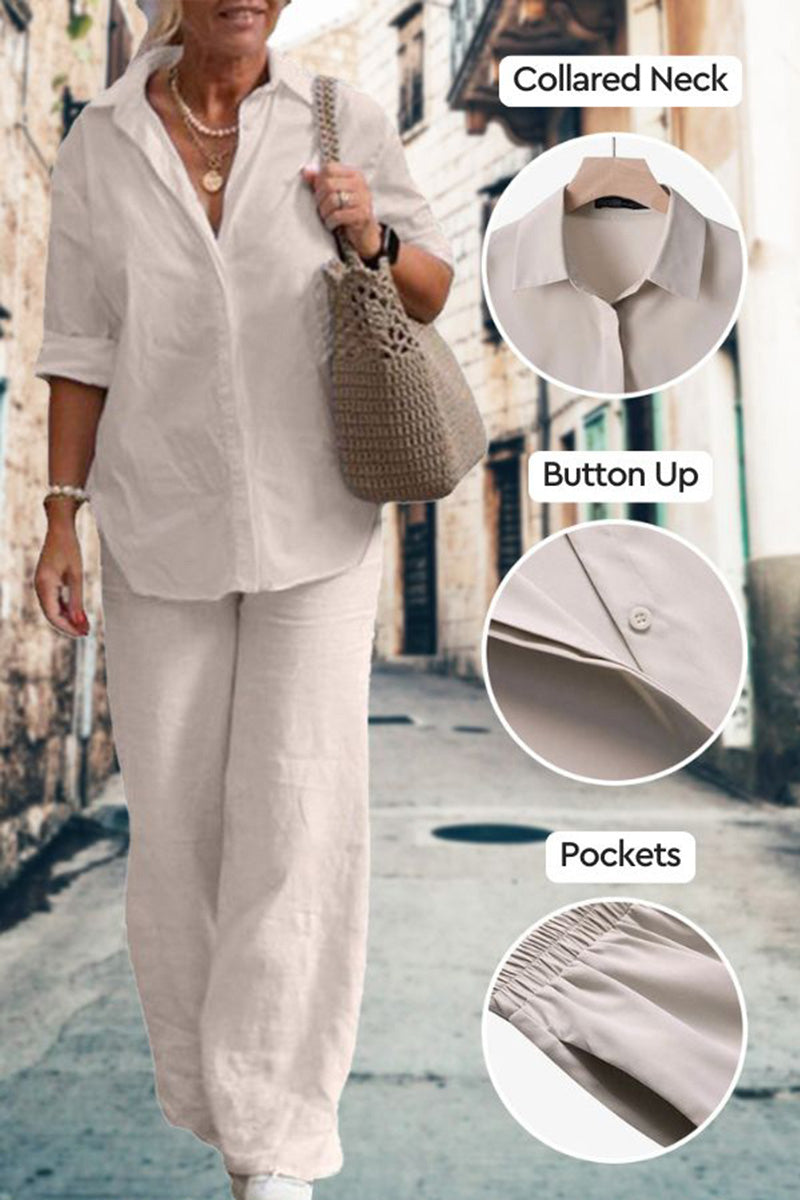 Women's Linen-Blend Two-Tone Set