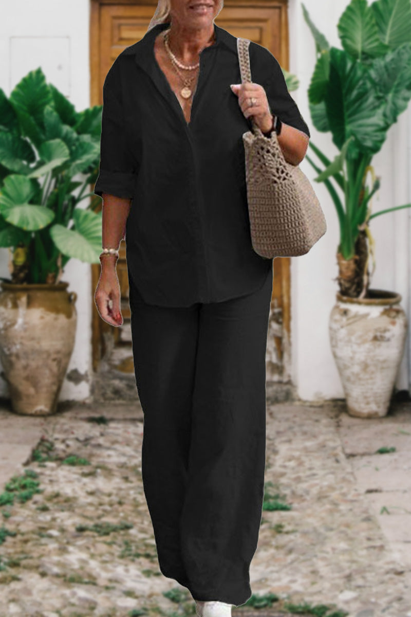 Women's Linen-Blend Two-Tone Set