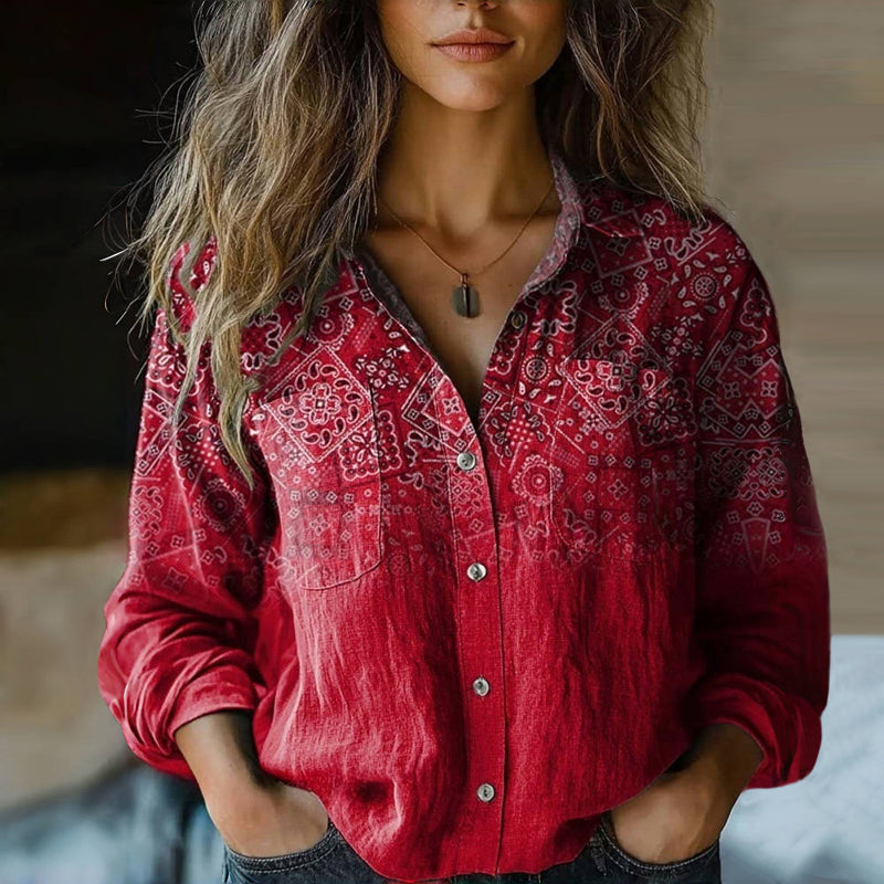 Women's Vintage Print Blouse