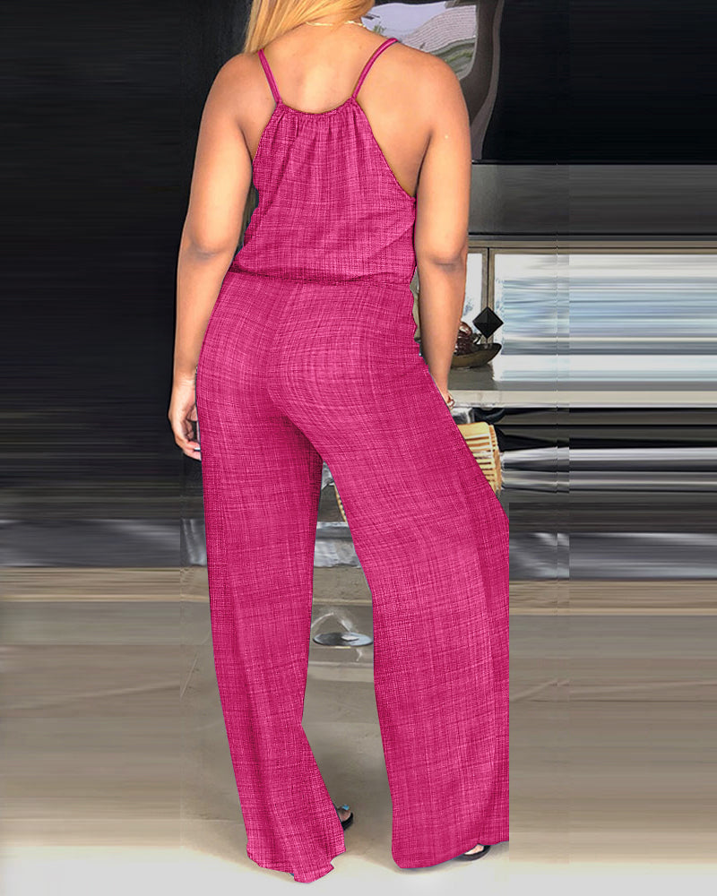 Women's Spaghetti Strap Drawstring Jumpsuit