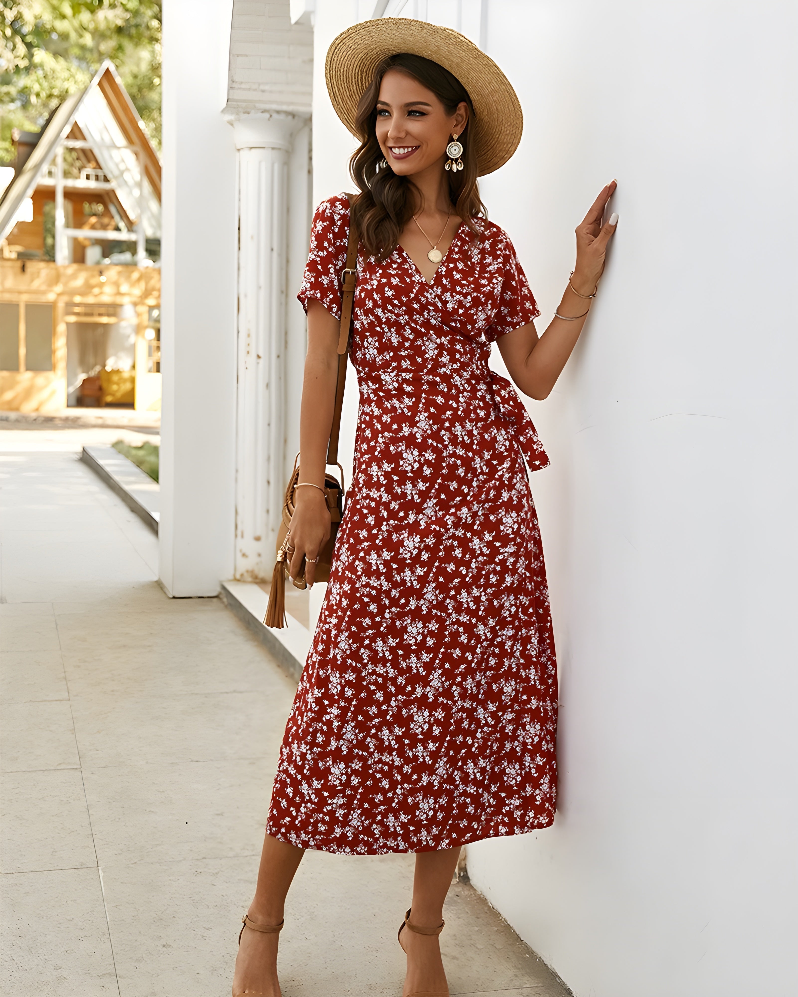 Women's Luxury Maxi Dress – Navy/Wine