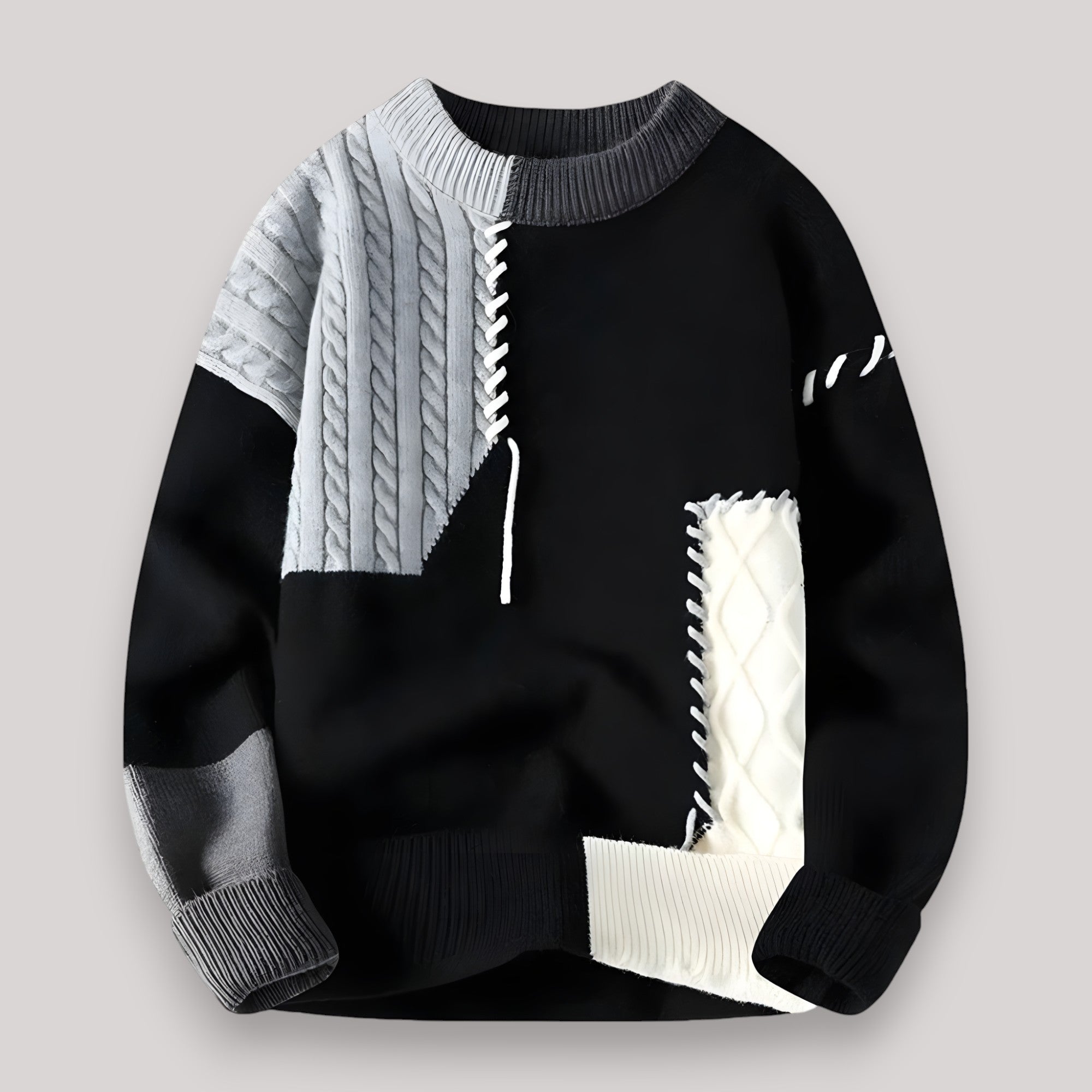 Men's Color Block Patchwork Knit Sweater